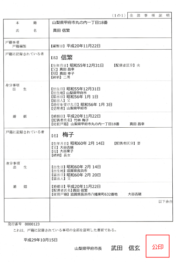 戸籍謄本